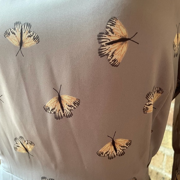 Topshop Light Blue Butterfly Dress w/ Bell Sleeves - Picture 3 of 10